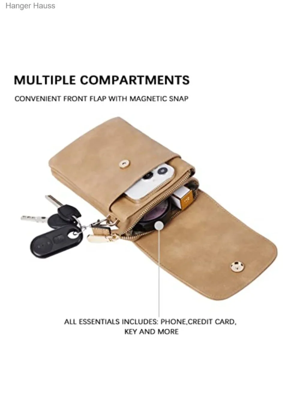 Small Crossbody Bag for Women Vegan Leather Phone Purse with Detachable Strap